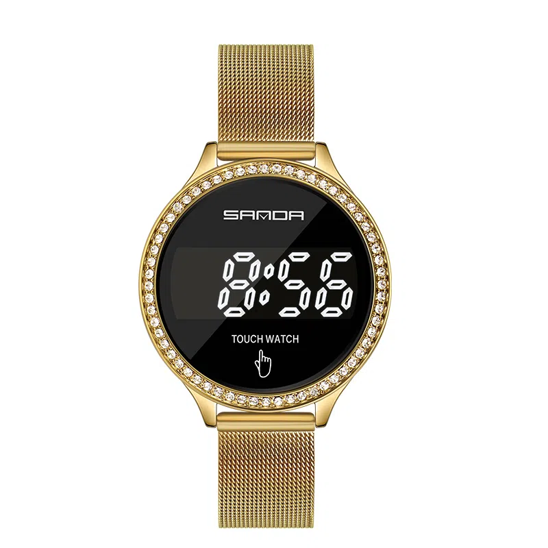 三达电子机芯 织物表带 国表 女表 黑色表盘 时尚魅力简约