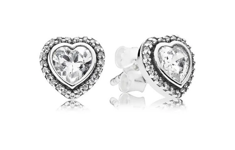Pandora Heart Stud Earrings 925 Silver