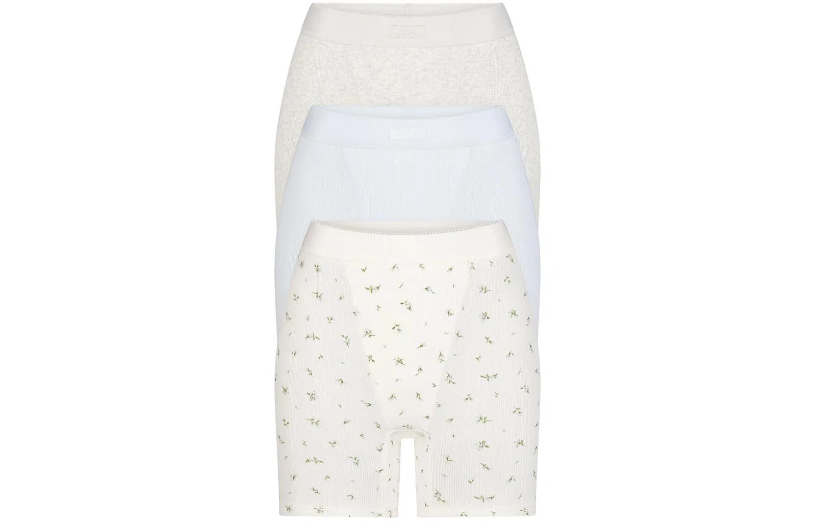 SKIMS COTTON RIB BOXER 3-PACK 3 BLUE ROSEBUD MULTI