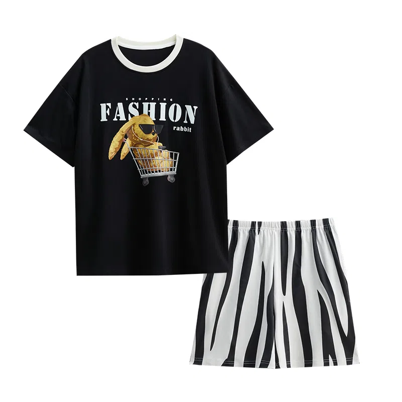 歌倩雅 夏季凉感纯棉自带胸垫睡衣套装 女款