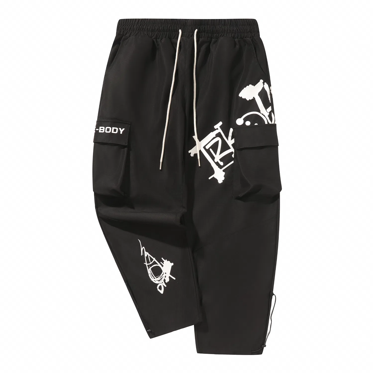 三体 文明水滴系列 基础款简约趣味涂鸦印花百搭抽绳宽松垂感直筒可调节脚口美式复古高街潮牌时尚舒适多巴胺休闲裤 男女同款