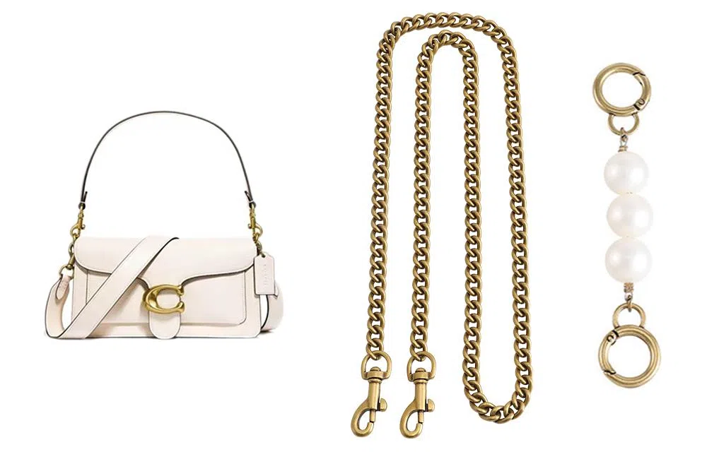 奢护匠心坊 适用斜挎替换链条配件珍珠延长链改造金属链配件包带 女款 古金/直金/银色/枪色铁