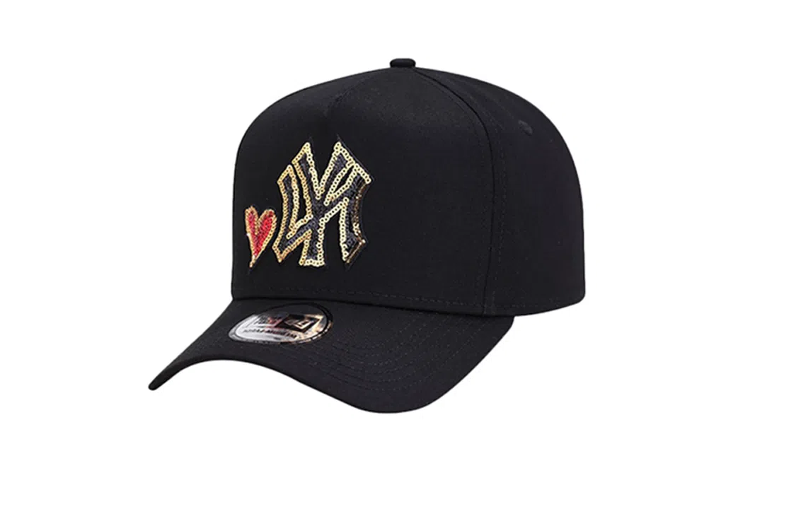 New Era Sequin Heart Black Cap
