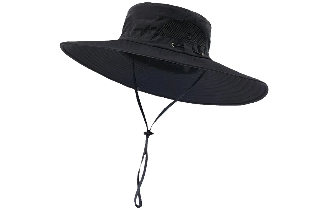 优幽兰 大帽檐防紫外线夏季休闲登山网眼透气大帽檐出游简约时尚户外可折叠易携带钓鱼帽遮阳 聚酯纤维 防晒帽 男款