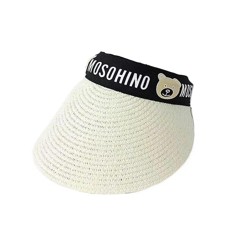 祎步康 户外空顶帽遮阳 聚酯纤维 卡通小熊发箍编织防晒帽 儿童款