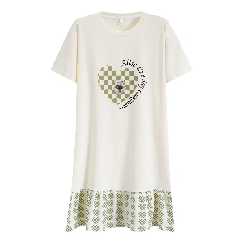 俏佳人 休闲圆领短袖睡裙 女款 杏色