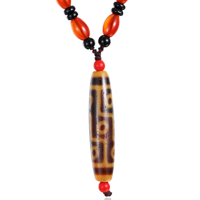 豆蔻时光 新中式转运藏式九眼天珠节节高升款 玉髓 玉石吊坠 男女同款情侣款