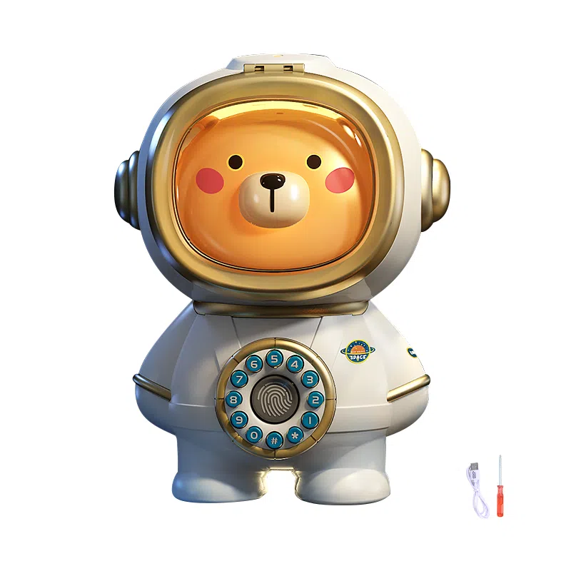 益米 太空熊存钱罐 玩具 带音乐灯光 家居装饰