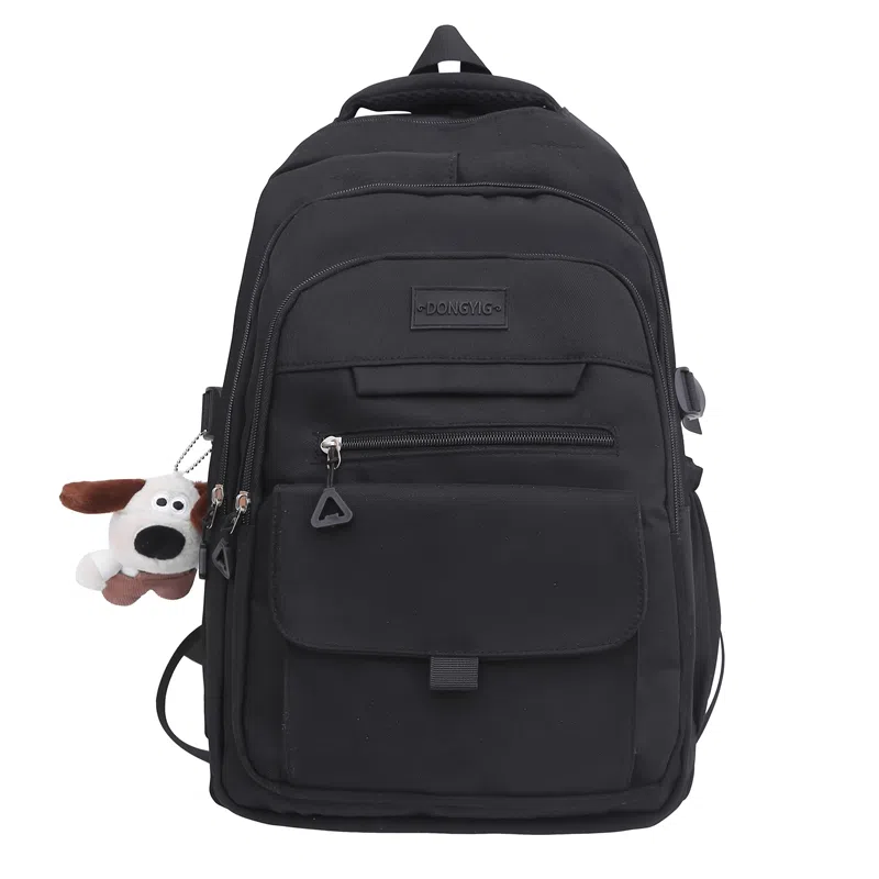 醇龙 纯色大学生休闲大容量百搭简约双肩包 情侣 男女通用 尼龙 多色