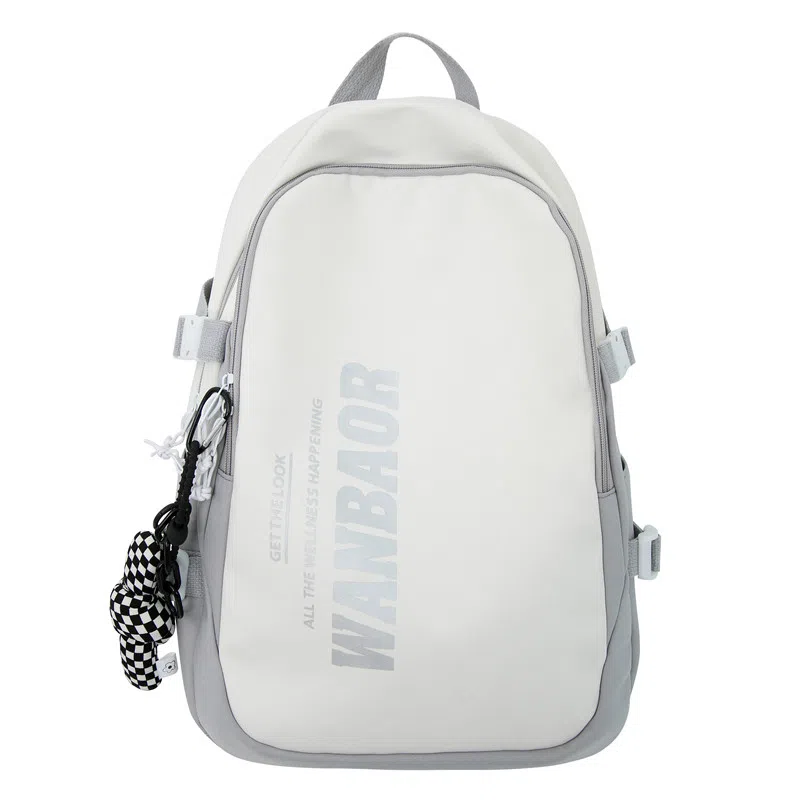 醇龙 大容量休闲美式复古字母简约大学生 尼龙 双肩包 常规 男女同款情侣款 多色