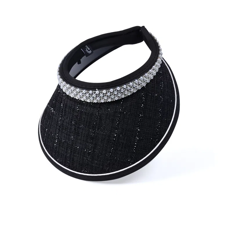 祎步康 黑胶大檐发箍款遮阳空顶帽韩版 涤纶 防晒帽 女款