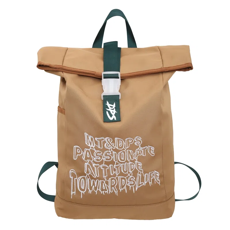 醇龙 美式复古休闲大容量纯色字母百搭 尼龙 背包双肩包 常规 男女同款情侣款 黑色/灰白色/卡其色