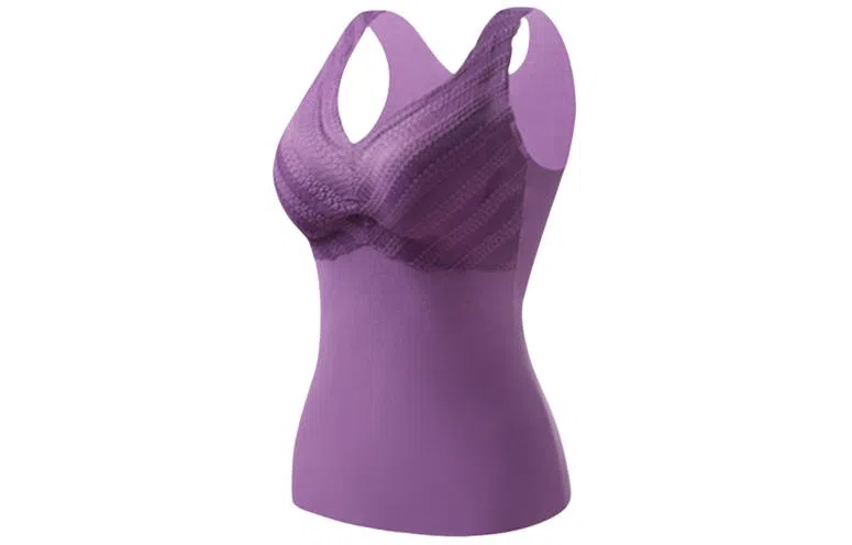 二三二三 纯色植物花卉杯面修身无痕保暖带胸垫背心 女款