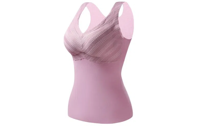 二三二三 纯色植物花卉杯面修身无痕保暖带胸垫背心 女款