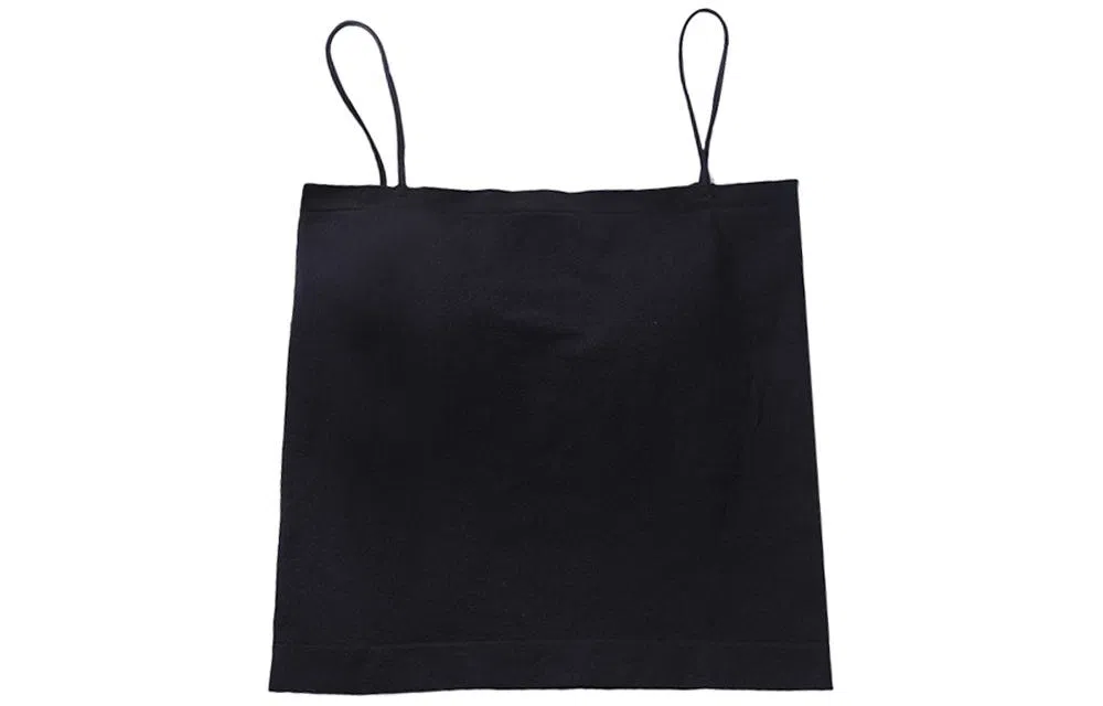 二三二三 纯色无痕美背薄款带胸垫吊带 女款 黑色