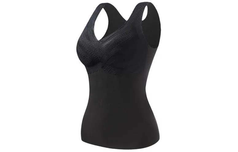 二三二三 纯色植物花卉杯面修身无痕保暖带胸垫背心 女款