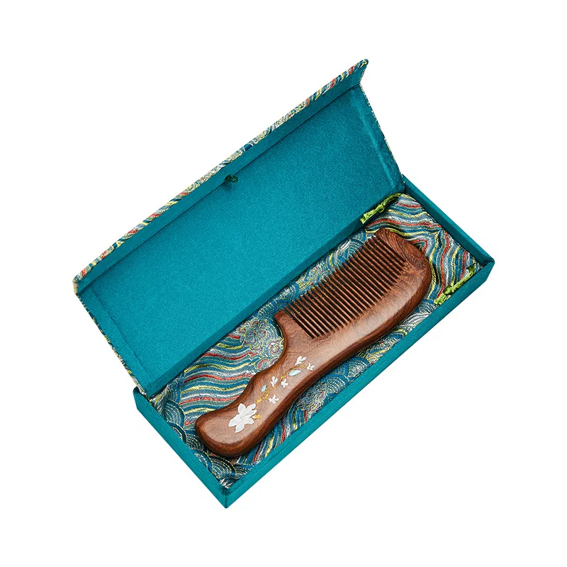 悦语 檀木梳礼盒装彩色描金直发木梳按摩护发实用创意礼品  梳子及套装