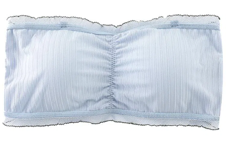 二三二三 撞色网纱边美背防滑防走光薄款无痕抹胸内衣 女款 蓝色