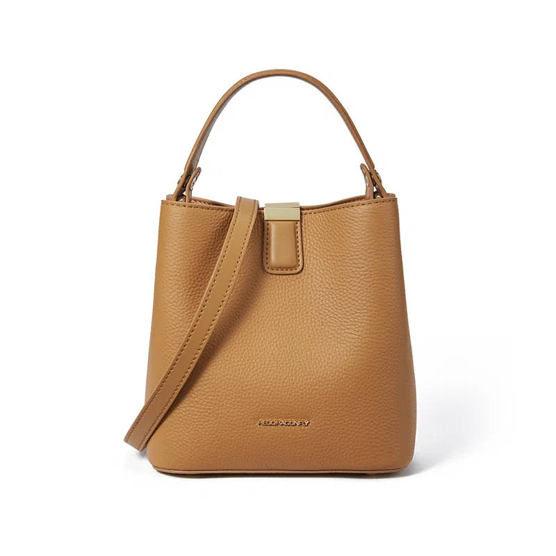 红蜻蜓 精致小巧小众高质感通勤大容量 牛皮 水桶包单肩包手提包斜挎包 常规 女款 棕色/黑色/米白色/咖啡色