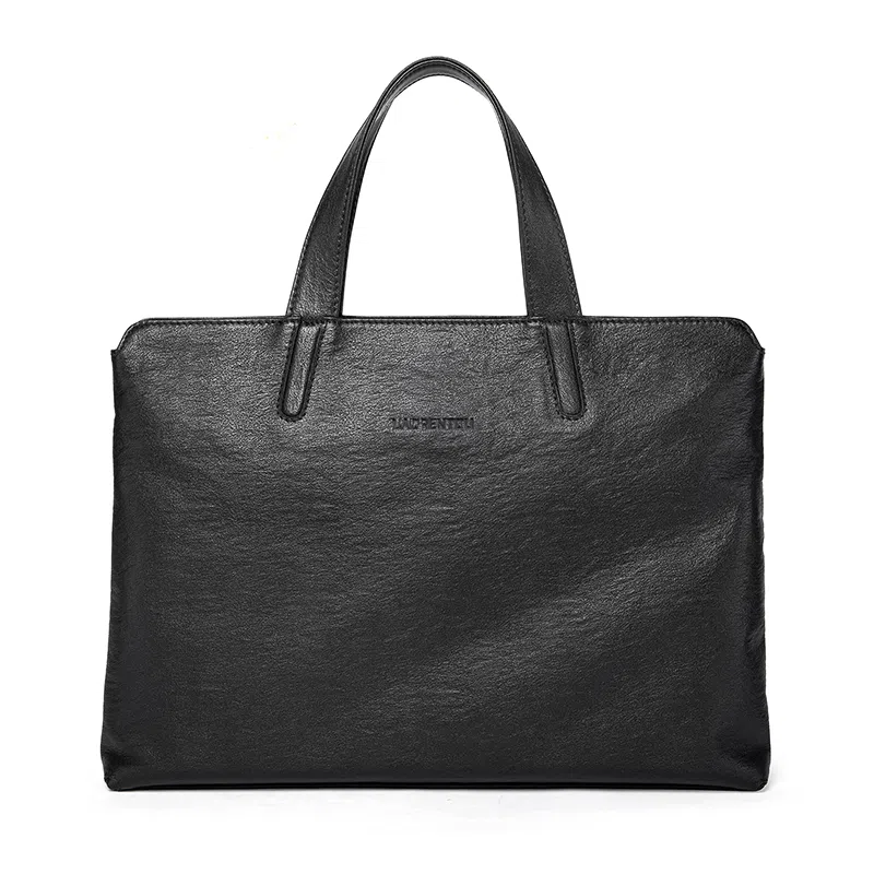 Laorentou Black Leather Briefcase