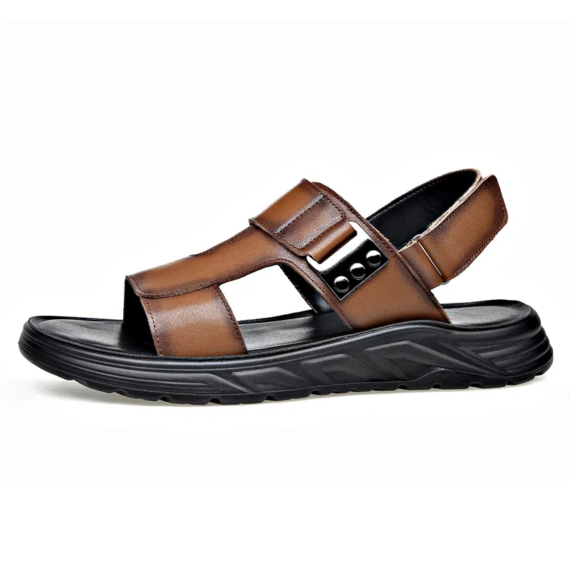 罗蒙 牛剖层革 舒适百搭 透气 沙滩凉鞋 男款