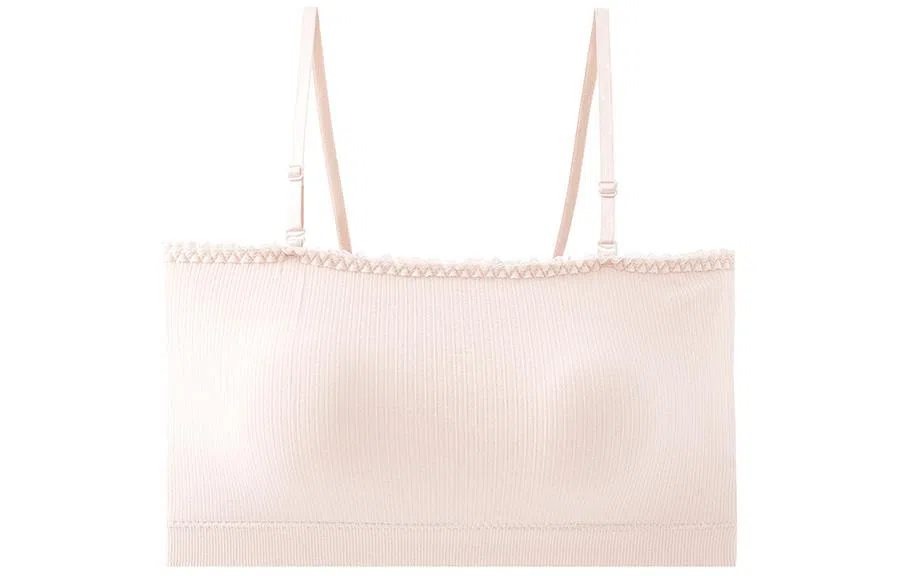 二三二三 纯色蕾丝边无肩带女小胸防滑收副乳隐形聚拢薄款防走光纯色抹胸内衣 女款