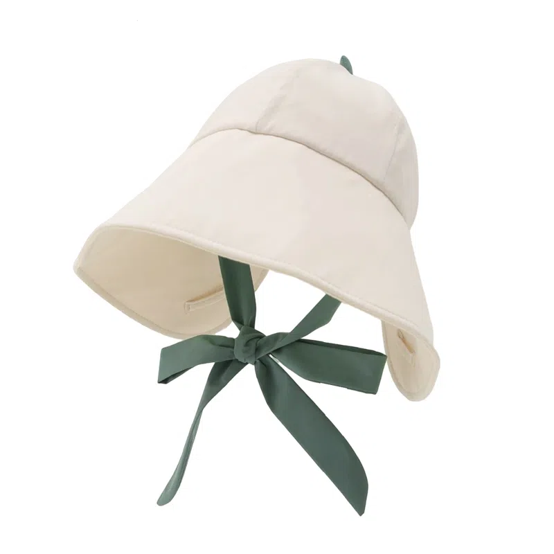 云朵工厂 花朵大帽檐加长款防紫外线绑带遮阳帽 可爱显脸小 防晒帽 女款