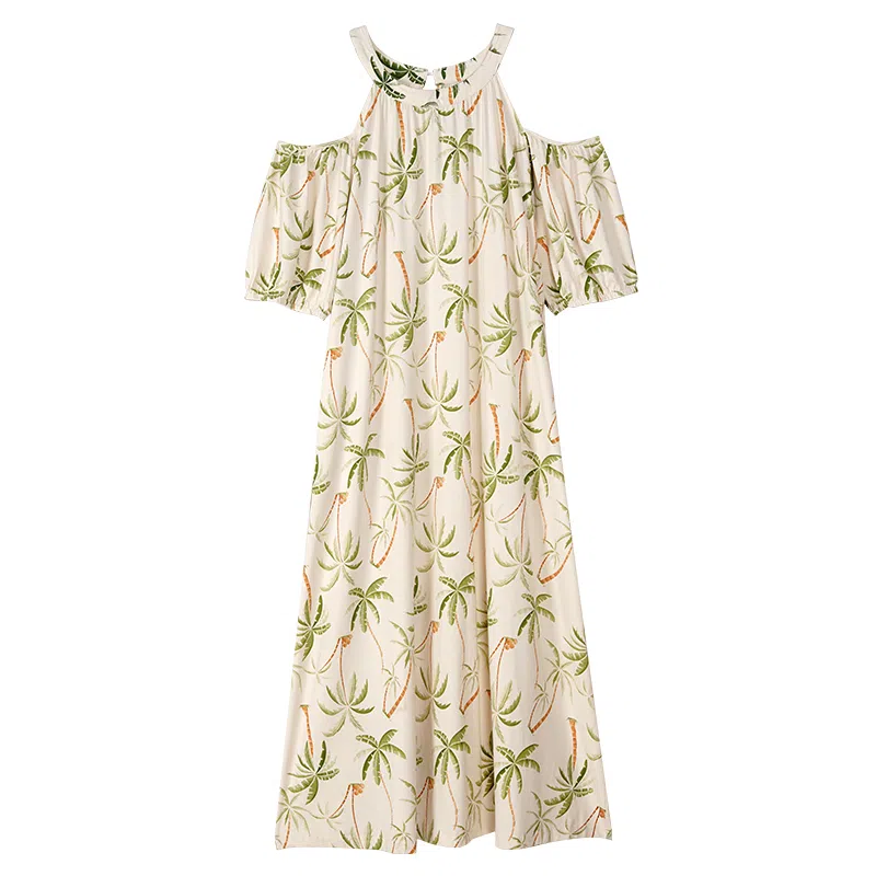 歌倩雅 圆领套头五分袖睡裙 女款 杏色