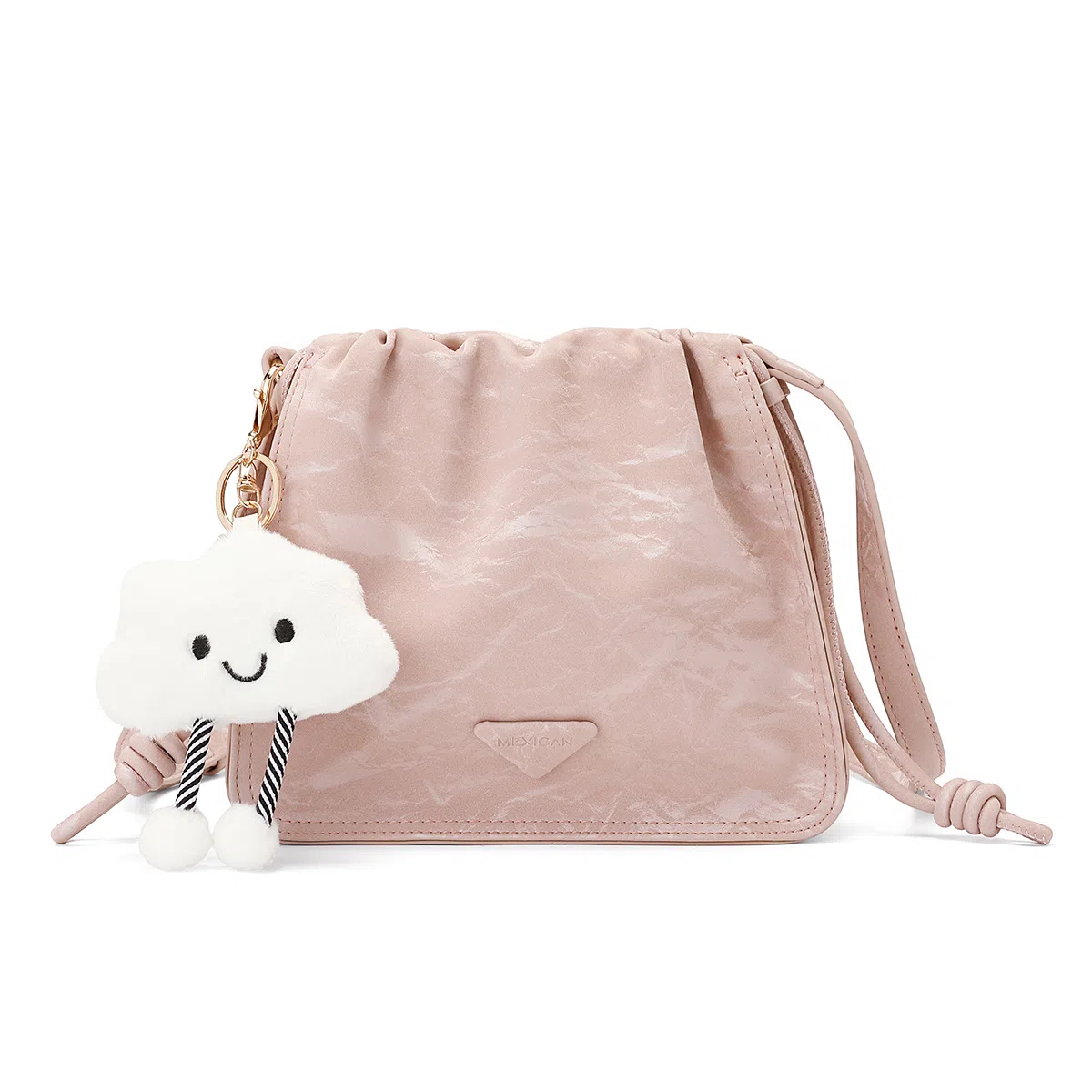 稻草人 小众设计国潮绸缎风丝滑触感 聚氨酯革 斜挎包单肩包小方包 常规 女款 浅粉色/浅绿/浅杏色/灰蓝