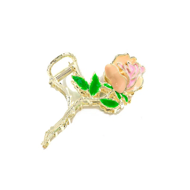 妖娆猫 超仙玫瑰花朵 中国风鲨鱼夹头饰 气质金属 发夹 女款