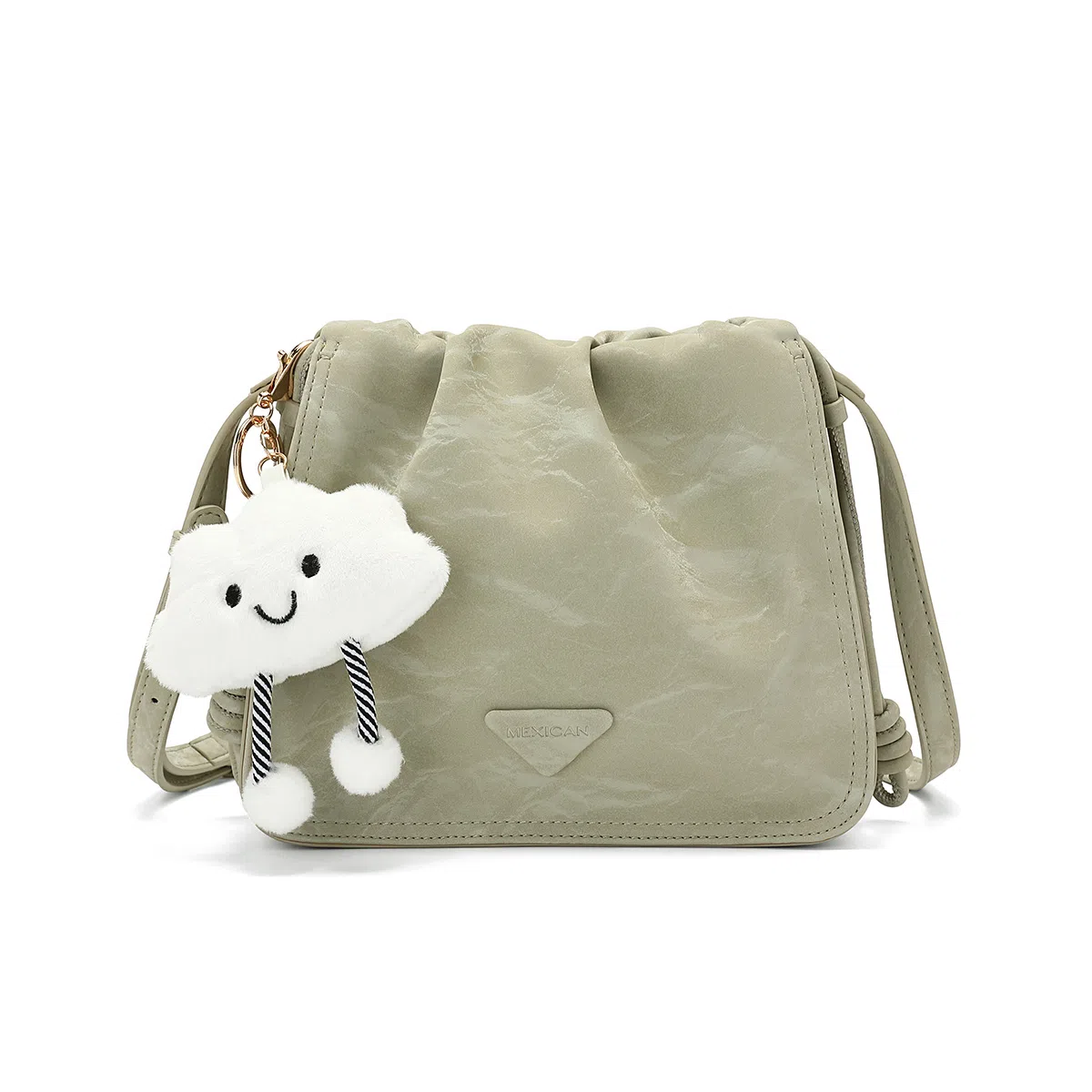 稻草人 小众设计国潮绸缎风丝滑触感 聚氨酯革 斜挎包单肩包小方包 常规 女款 浅粉色/浅绿/浅杏色/灰蓝