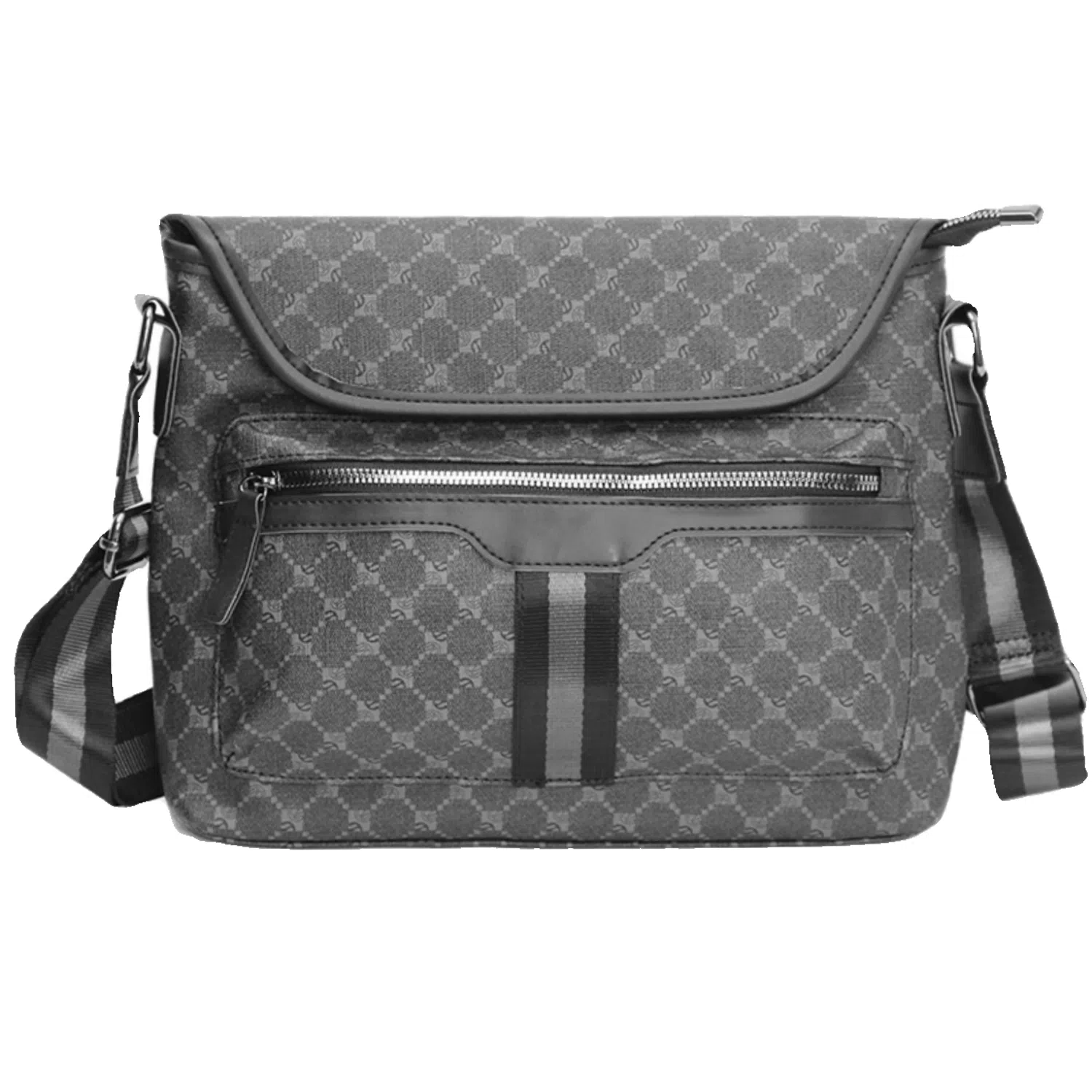 Slazenger Retro Messenger Bag Grey Black