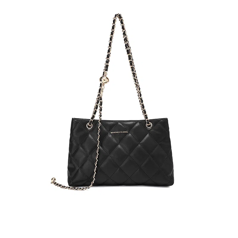 稻草人 潮流百搭菱格绣线设计时尚精致链条 牛剖层皮革 斜挎包 常规 女款