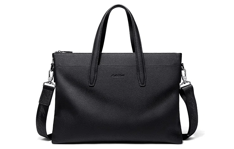 马莎兰缇 高级感商务通勤潮流大容量 牛皮 电脑包公文包单肩斜挎手提包 常规 男款 黑色