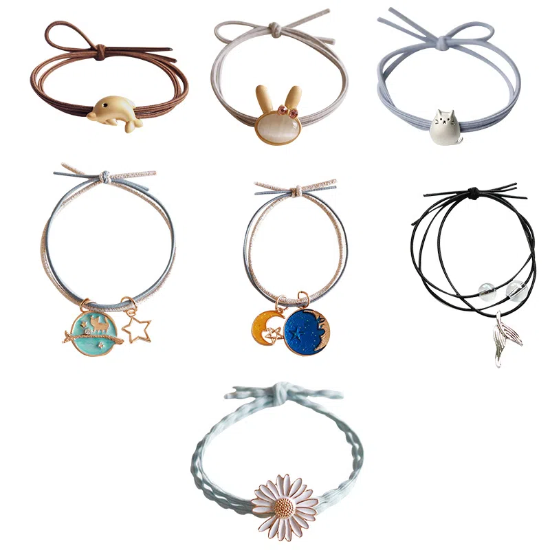 妖娆猫 一周发饰组合皮筋头绳发饰小众设计走心高级感时尚优雅气质七件套 发圈 女款