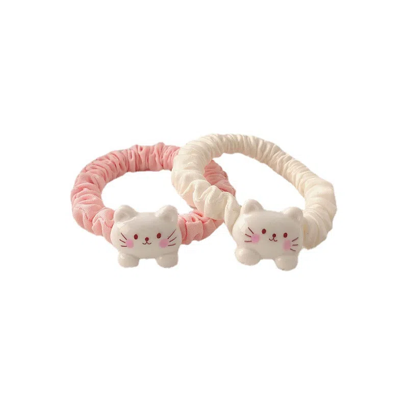 妖娆猫 可爱卡通小猫咪少女心高弹力头绳不伤发气质发饰两件套头饰儿童学生日常发饰 发圈 女款