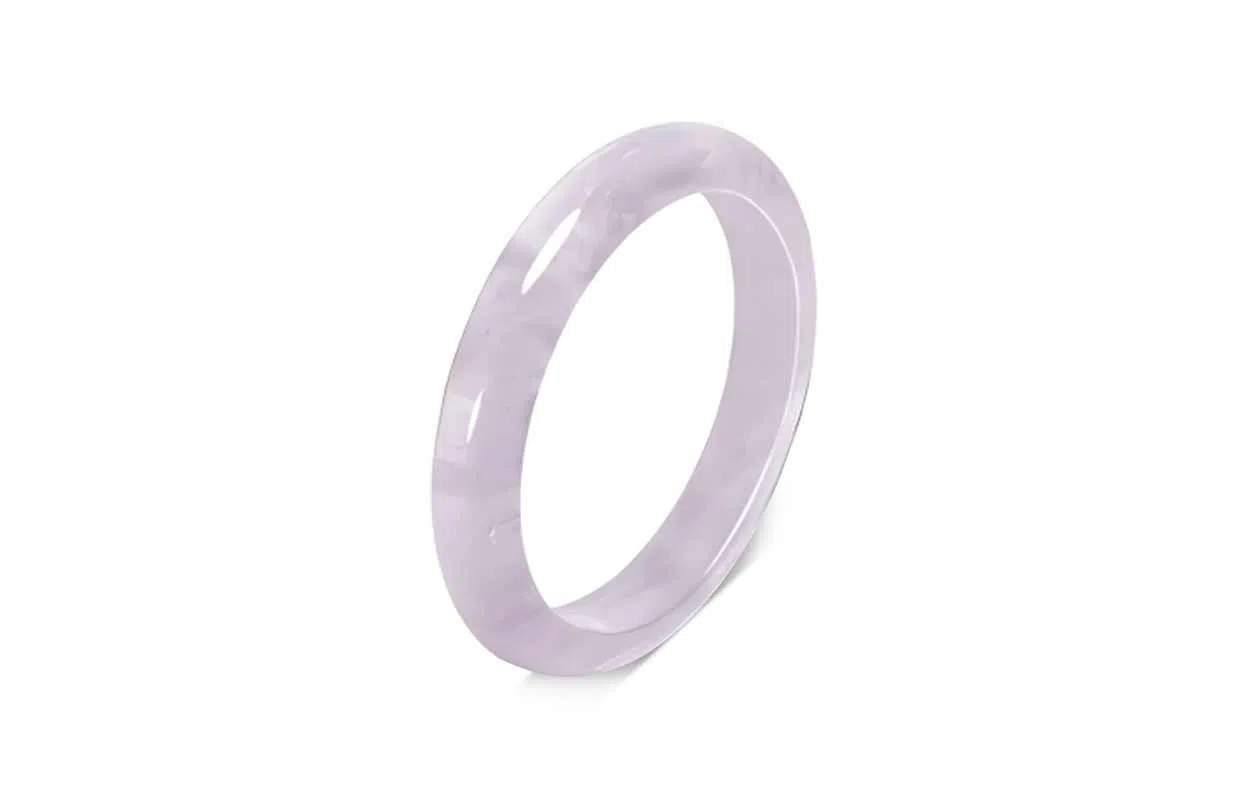 百利金 薰衣草紫 典雅大气复古民族风小众设计莹润冰透素圈闭口 水晶 玉石手镯 男女同款情侣款