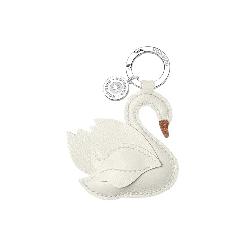后鸟 天鹅优雅小众个性 手工小羊皮真皮 钥匙扣包包挂件挂饰汽车挂件 男女同款情侣款 棕色黑色白色