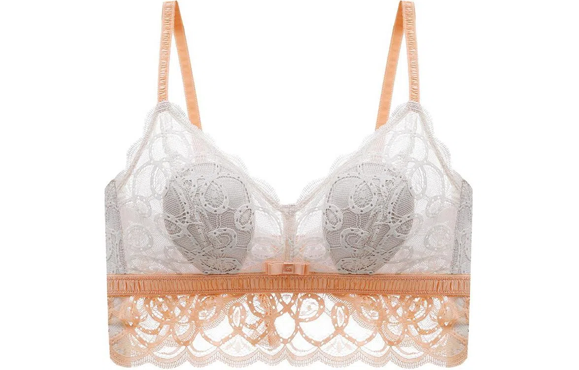 二三二三 大胸显小无钢圈聚拢超薄蕾丝美背文胸 女款 粉色