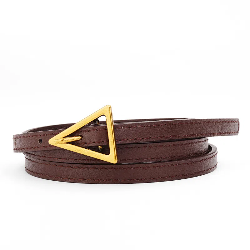 牛当家 复古三角形针扣细头层牛皮时尚装饰裤带 皮带 女款