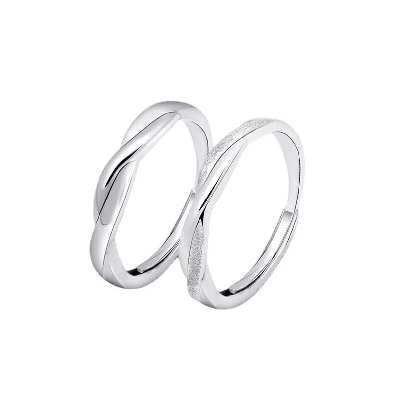 心草 莫比乌斯环 光面素圈 浪漫精致小众对戒 合金 戒指 男女同款情侣款  恋爱频率爱意交织开口可调节