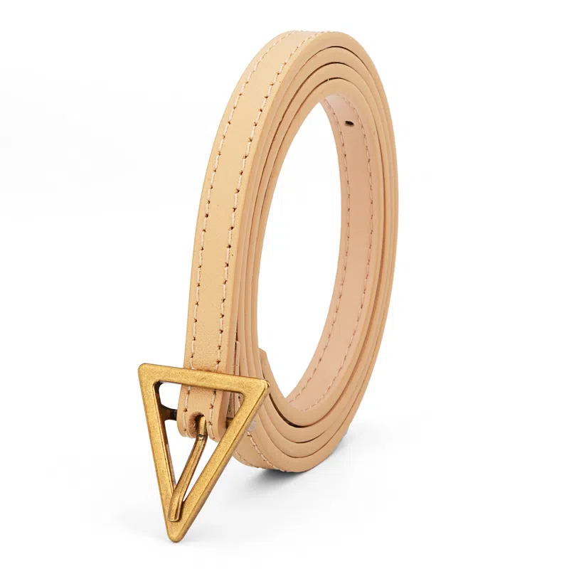 牛当家 复古三角形针扣细头层牛皮时尚装饰裤带 皮带 女款