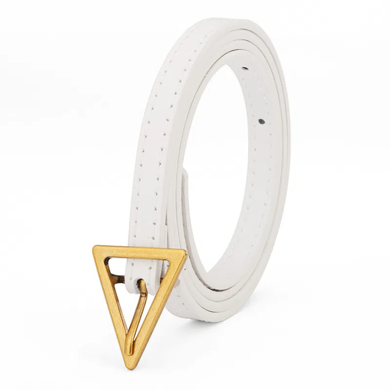 牛当家 复古三角形针扣细头层牛皮时尚装饰裤带 皮带 女款