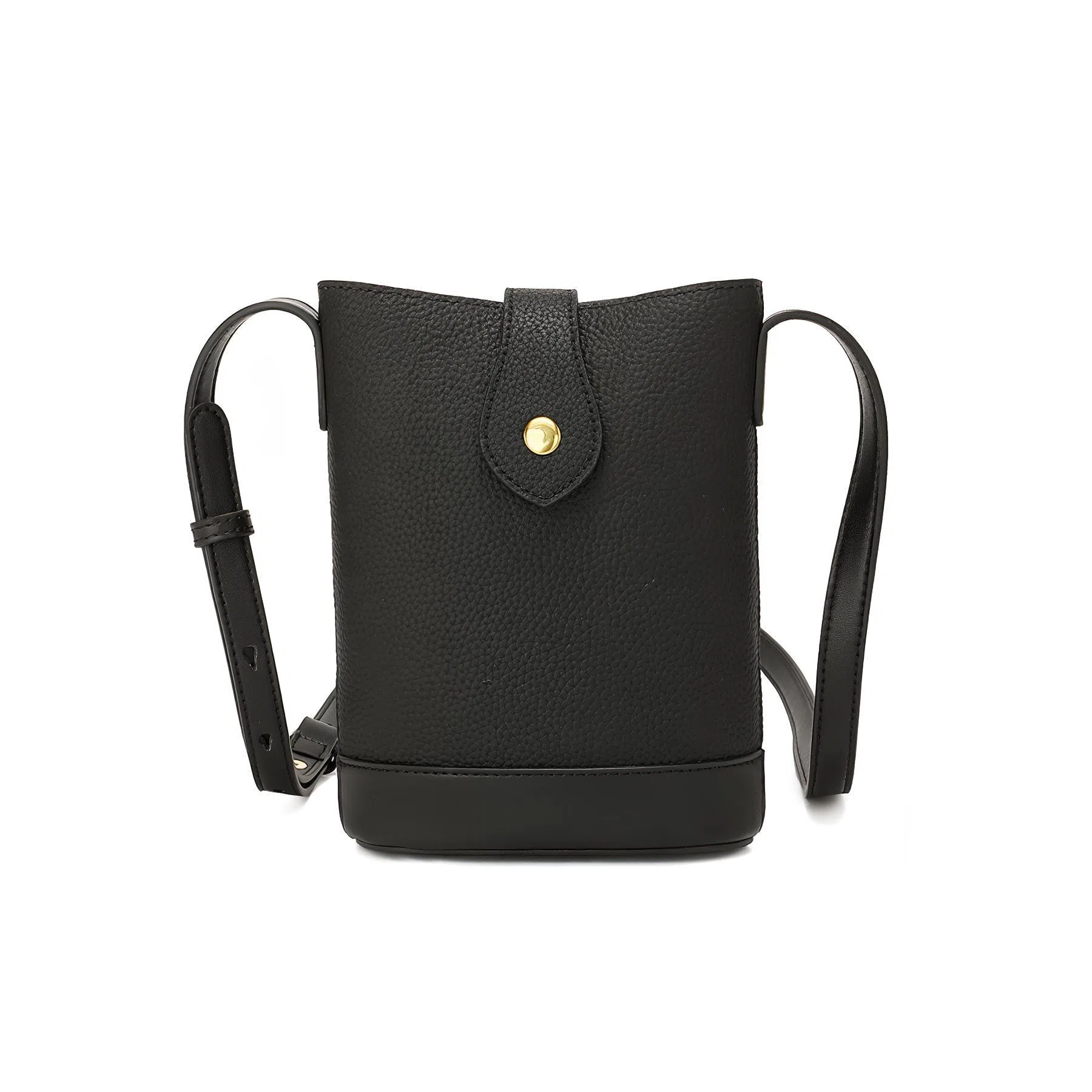 稻草人 简约百搭荔枝纹可调节肩带 牛皮革 水桶包单肩斜挎包 常规 女款 黑色/棕色/大象灰