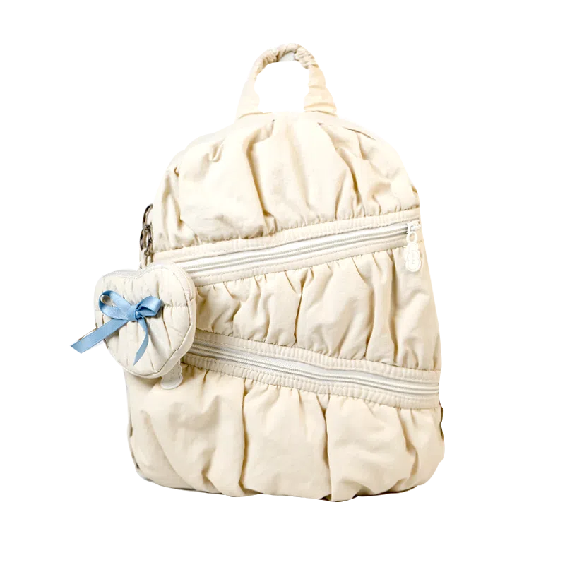 萝拉原创 轻便简约大容量 涤纶 双肩包 小号 女款 银色/奶白色/黑色/绿色