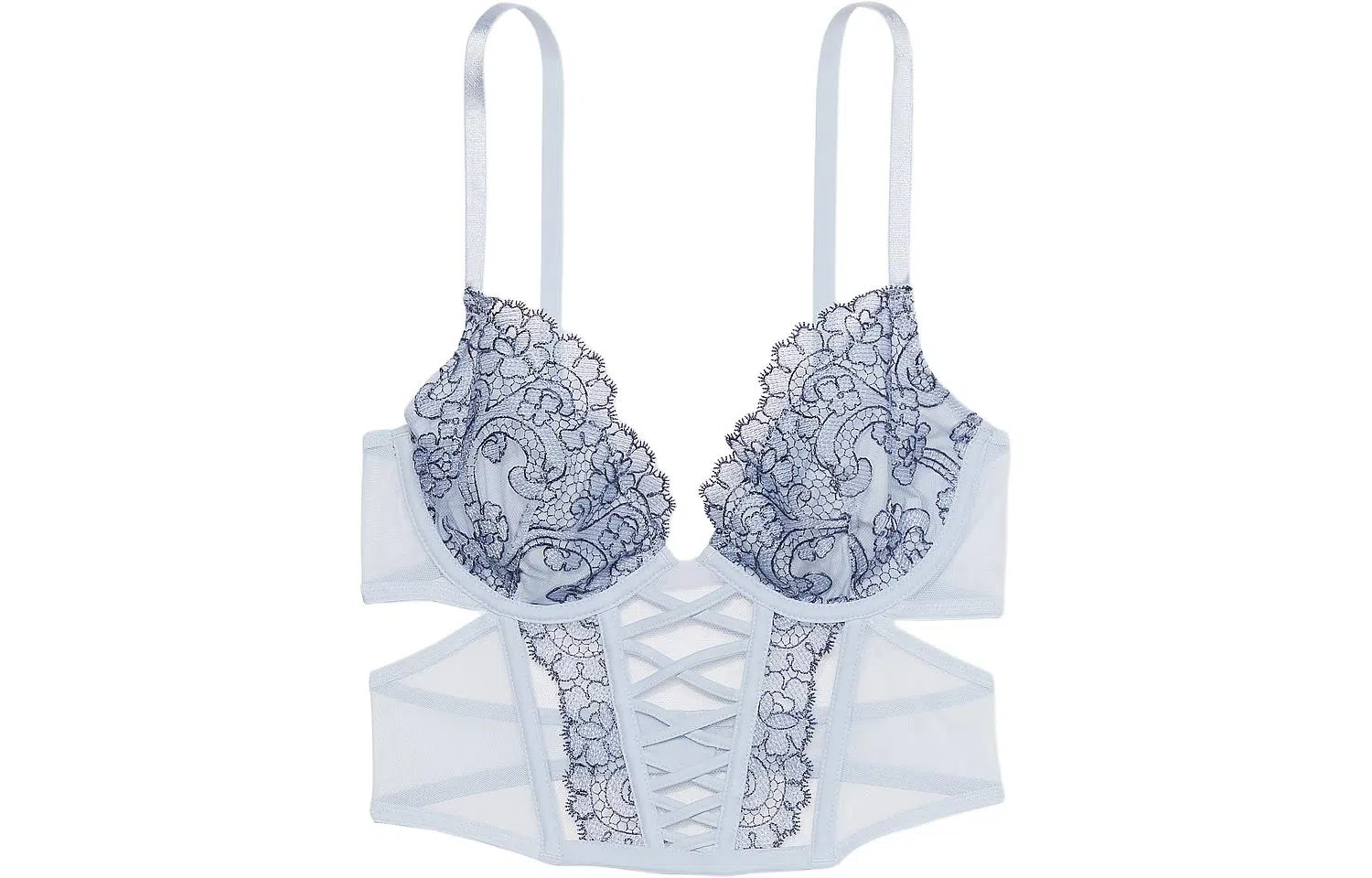 Victoria's Secret PINKDREAMANGELS Boho Floral Embroidery Low-Cut Demi Corset