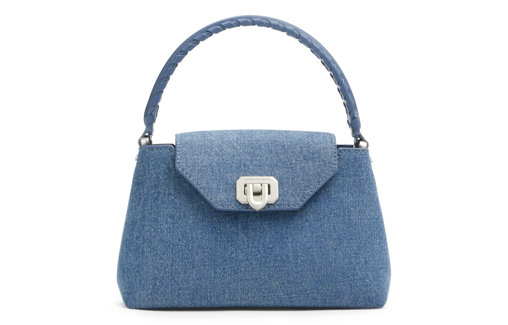 CHARLES&KEITH Denim Quilted Chain Bag Medium Denim Blue