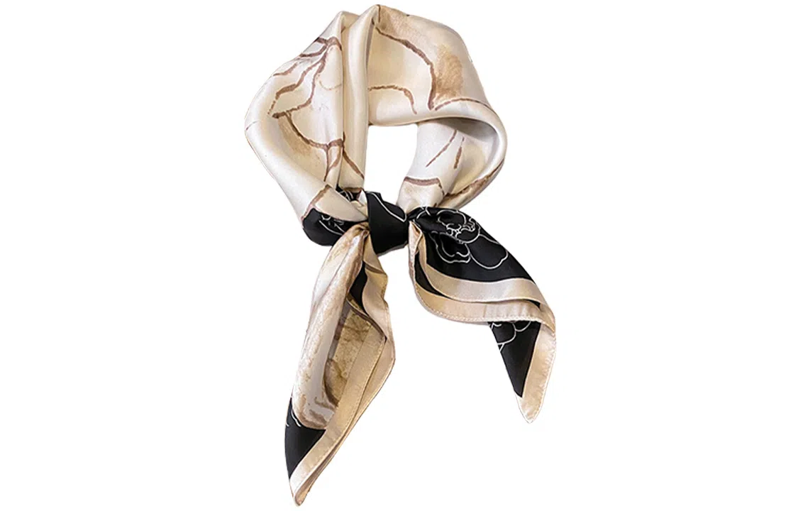 优幽兰 中国风山茶花清新百搭四季通用搭配衬衫洋气护颈装饰包包高级感印花职业空姐 丝巾 女款