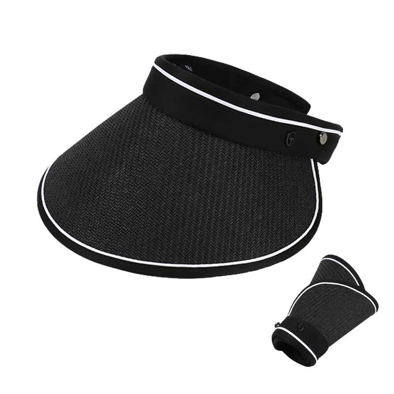 白卷 夏季休闲户外遮阳百搭大檐空顶帽 草编 聚酯纤维 防晒帽 男女同款情侣款