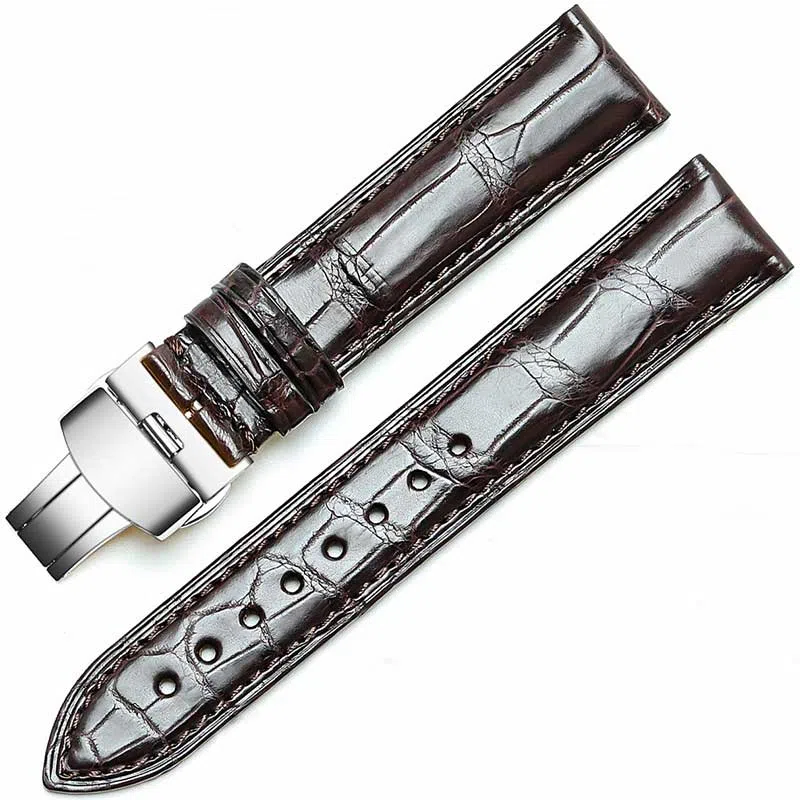 港爵竹节纹鳄鱼皮手表带代用浪琴欧米茄天梭积家万国男女通用真皮表带手表表带通用